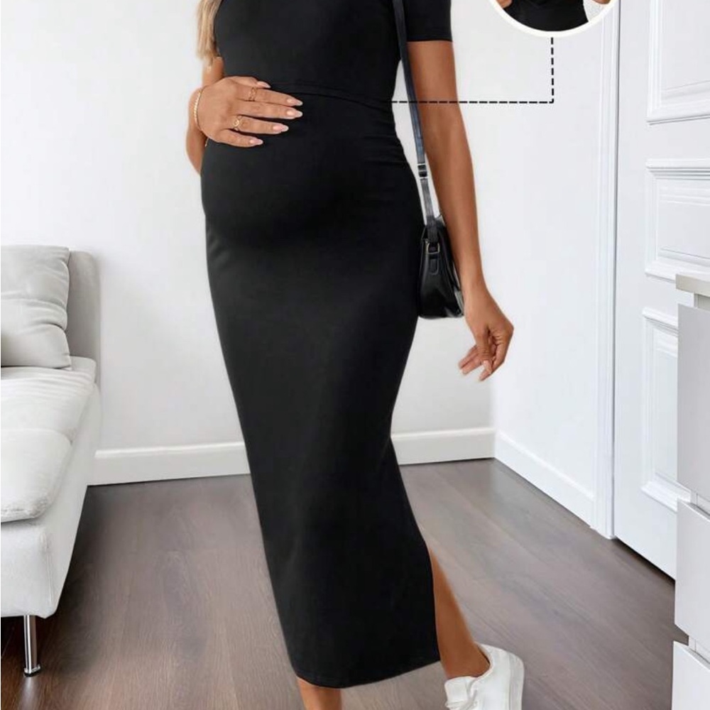 SHEIN Elegant Black Maternity Dress - Medium